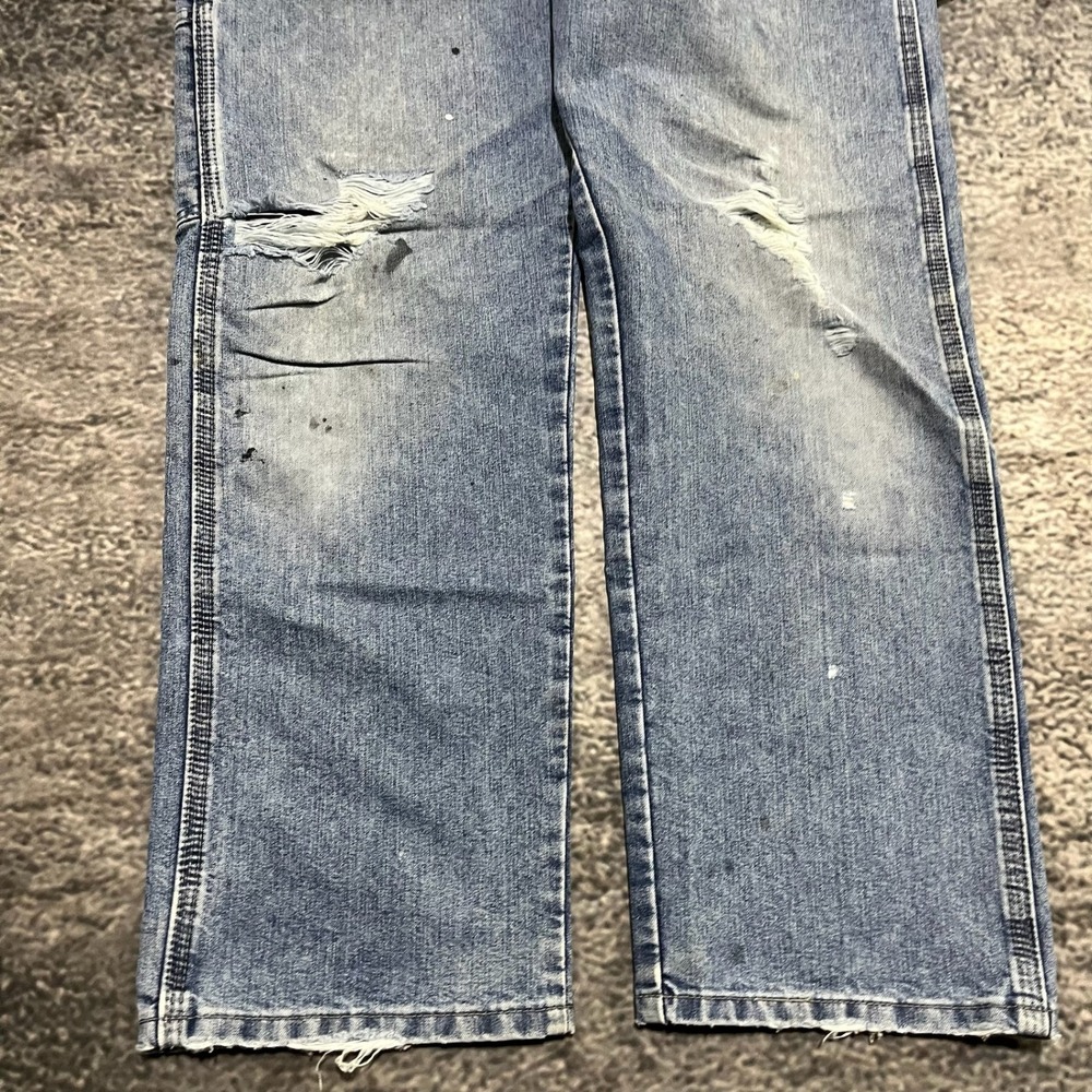 Wrangler Carpenter Jeans 34x30 Blue Distressed Faded Workwear Vintage‎ 2000s - Picture 7 of 16